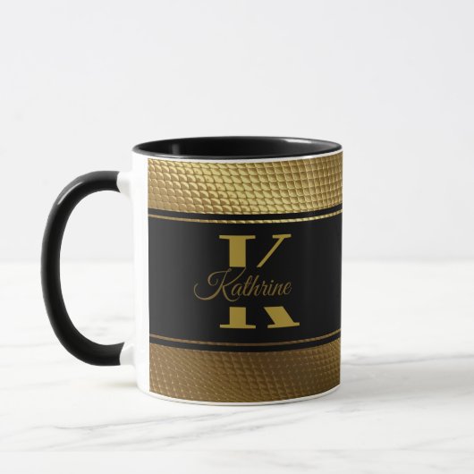 Gepersonaliseerde monogram naam Golden Black Mok (Links)