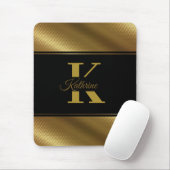 Gepersonaliseerde monogram naam Golden Black Muismat (Met muis)