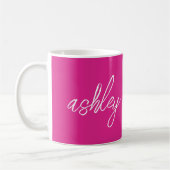 Gepersonaliseerde Monogram Naam Hot Pink Koffiemok (Links)