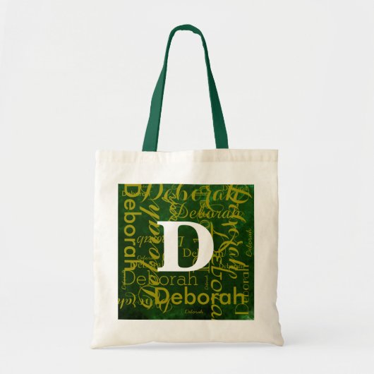 gepersonaliseerde monogram naam & initiaal groen tote bag (Voorkant)