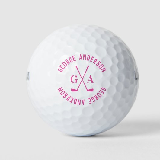 Gepersonaliseerde monogram & Naam modern minimalis Golfballen (Voorkant)