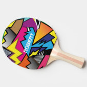 Gepersonaliseerde Monogram Naam Moderne Kleurrijke Tafeltennisbatje (Zijkant)