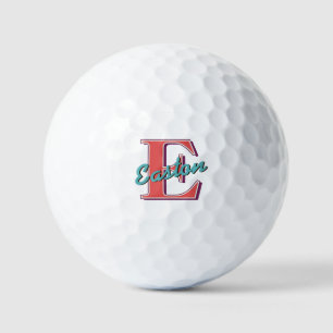 Gepersonaliseerde Monogram Naam  rood & Blauwgroen Golfballen