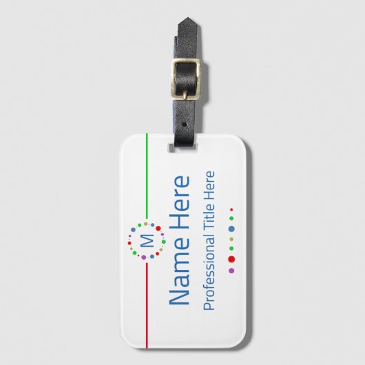 Gepersonaliseerde Monogram Naam Titel Elegant Kleu Bagagelabel (Voorkant (verticaal))