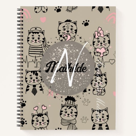 Gepersonaliseerde Monogram Naam Uniek Modern Kinde Notitieboek (Voorkant)