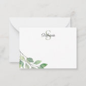 Gepersonaliseerde Monogram Naam Waterverf Notitiekaartje (Voorkant)