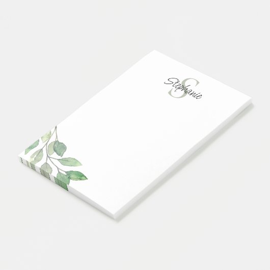 Gepersonaliseerde Monogram Naam Waterverf Post-it® Notes (Schuin)