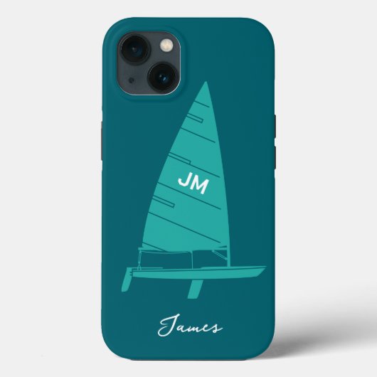 Gepersonaliseerde Monogram Naam Zeilboot Racing Bl Case-Mate iPhone Case (Achterkant)