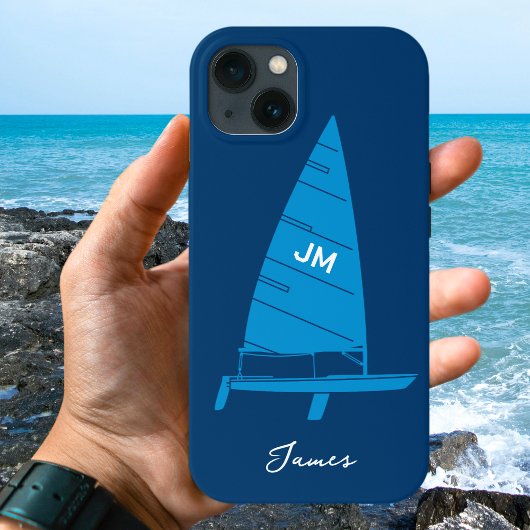 Gepersonaliseerde Monogram Naam Zeilboot Racing Bl Case-Mate iPhone Case