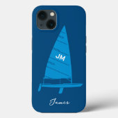 Gepersonaliseerde Monogram Naam Zeilboot Racing Bl Case-Mate iPhone Case (Achterkant)
