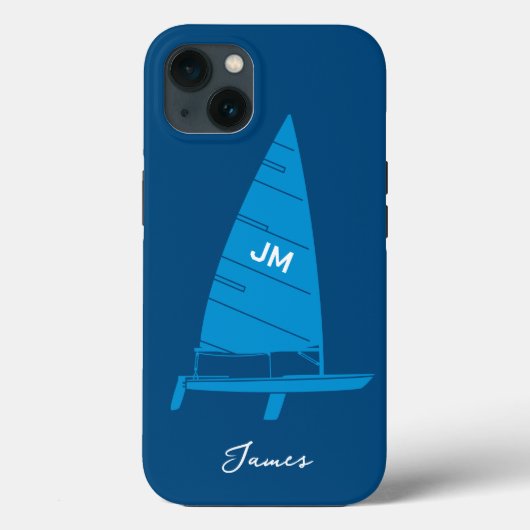 Gepersonaliseerde Monogram Naam Zeilboot Racing Bl Case-Mate iPhone Case (Achterkant)