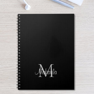 Gepersonaliseerde Monogram Naam Zwart Notitieboek
