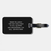 Gepersonaliseerde monogram naam zwart wit bagagelabel (Achterkant horizontaal)