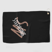Gepersonaliseerde monogram naam zwart wit bruin co golfhanddoek (Horizontaal)