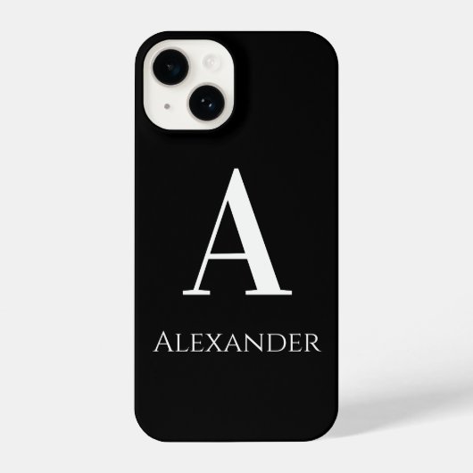 Gepersonaliseerde monogram Naam Zwart-wit Modern iPhone Hoesje (Achterkant)