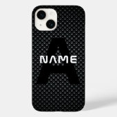 Gepersonaliseerde Monogram Naam Zwart-Wit Textuur Case-Mate iPhone Case (Achterkant)