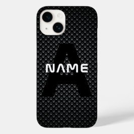 Gepersonaliseerde Monogram Naam Zwart-Wit Textuur Case-Mate iPhone 14 Hoesje