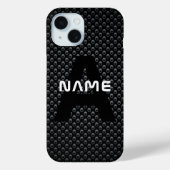 Gepersonaliseerde Monogram Naam Zwart-Wit Textuur Case-Mate iPhone Case (Achterkant)
