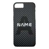 Gepersonaliseerde Monogram Naam Zwart-Wit Textuur Case-Mate iPhone Case (Achterkant)