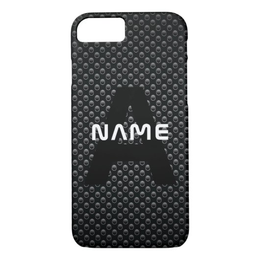 Gepersonaliseerde Monogram Naam Zwart-Wit Textuur Case-Mate iPhone Case (Achterkant)