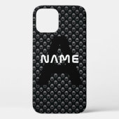Gepersonaliseerde Monogram Naam Zwart-Wit Textuur Case-Mate iPhone Case (Achterkant)