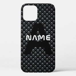 Gepersonaliseerde Monogram Naam Zwart-Wit Textuur Case-Mate iPhone Case