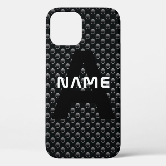 Gepersonaliseerde Monogram Naam Zwart-Wit Textuur Case-Mate iPhone Case (Achterkant)