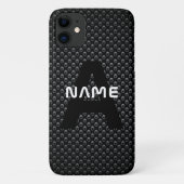 Gepersonaliseerde Monogram Naam Zwart-Wit Textuur Case-Mate iPhone Case (Achterkant)
