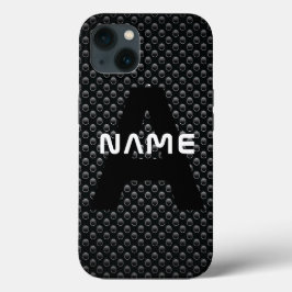 Gepersonaliseerde Monogram Naam Zwart-Wit Textuur Case-Mate iPhone Case