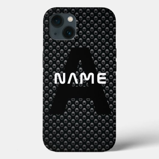Gepersonaliseerde Monogram Naam Zwart-Wit Textuur Case-Mate iPhone Case (Achterkant)