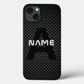Gepersonaliseerde Monogram Naam Zwart-Wit Textuur Case-Mate iPhone Case (Achterkant)