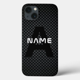 Gepersonaliseerde Monogram Naam Zwart-Wit Textuur Case-Mate iPhone Case