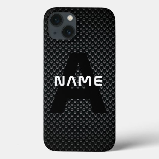 Gepersonaliseerde Monogram Naam Zwart-Wit Textuur Case-Mate iPhone Case (Achterkant)