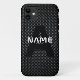 Gepersonaliseerde Monogram Naam Zwart-Wit Textuur Case-Mate iPhone Case