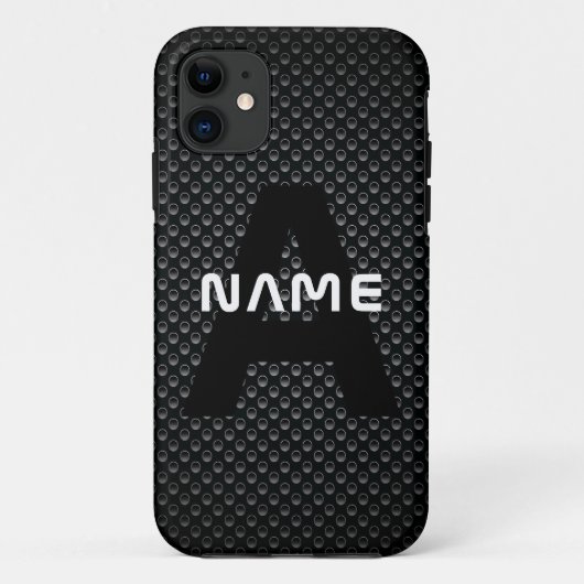 Gepersonaliseerde Monogram Naam Zwart-Wit Textuur Case-Mate iPhone Case (Achterkant)