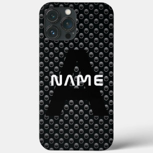 Gepersonaliseerde Monogram Naam Zwart-Wit Textuur Case-Mate iPhone Case