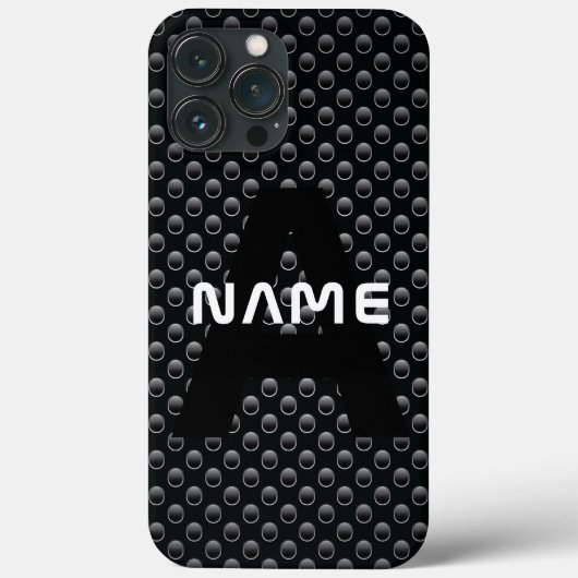 Gepersonaliseerde Monogram Naam Zwart-Wit Textuur Case-Mate iPhone Case (Achterkant)