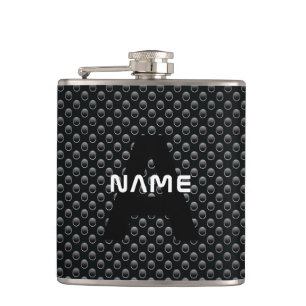Gepersonaliseerde Monogram Naam Zwart-Wit Textuur Heupfles