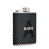 Gepersonaliseerde Monogram Naam Zwart-Wit Textuur Heupfles (Rechts)