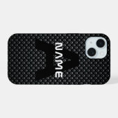 Gepersonaliseerde Monogram Naam Zwart-Wit Textuur iPhone 15 Case (Achterkant horizontaal)