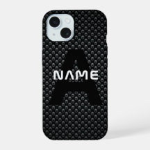Gepersonaliseerde Monogram Naam Zwart-Wit Textuur