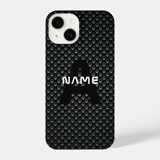 Gepersonaliseerde Monogram Naam Zwart-Wit Textuur iPhone Hoesje (Achterkant)