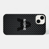 Gepersonaliseerde Monogram Naam Zwart-Wit Textuur iPhone Hoesje (Achterkant horizontaal)