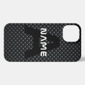 Gepersonaliseerde Monogram Naam Zwart-Wit Textuur iPhone Hoesje (Achterkant horizontaal)