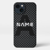 Gepersonaliseerde Monogram Naam Zwart-Wit Textuur iPhone Hoesje (Achterkant)