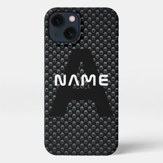 Gepersonaliseerde Monogram Naam Zwart-Wit Textuur iPhone Hoesje (Achterkant)