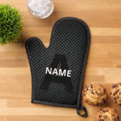 Gepersonaliseerde Monogram Naam Zwart-Wit Textuur Ovenwant (Top down)