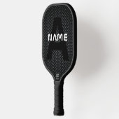 Gepersonaliseerde Monogram Naam Zwart-Wit Textuur Pickleball Paddle (Links)