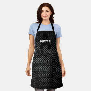 Gepersonaliseerde Monogram Naam Zwart-Wit Textuur Schort