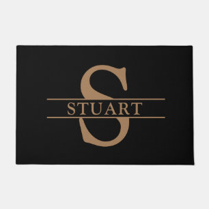 Gepersonaliseerde monogram Naam Zwarte Modern Welk Deurmat